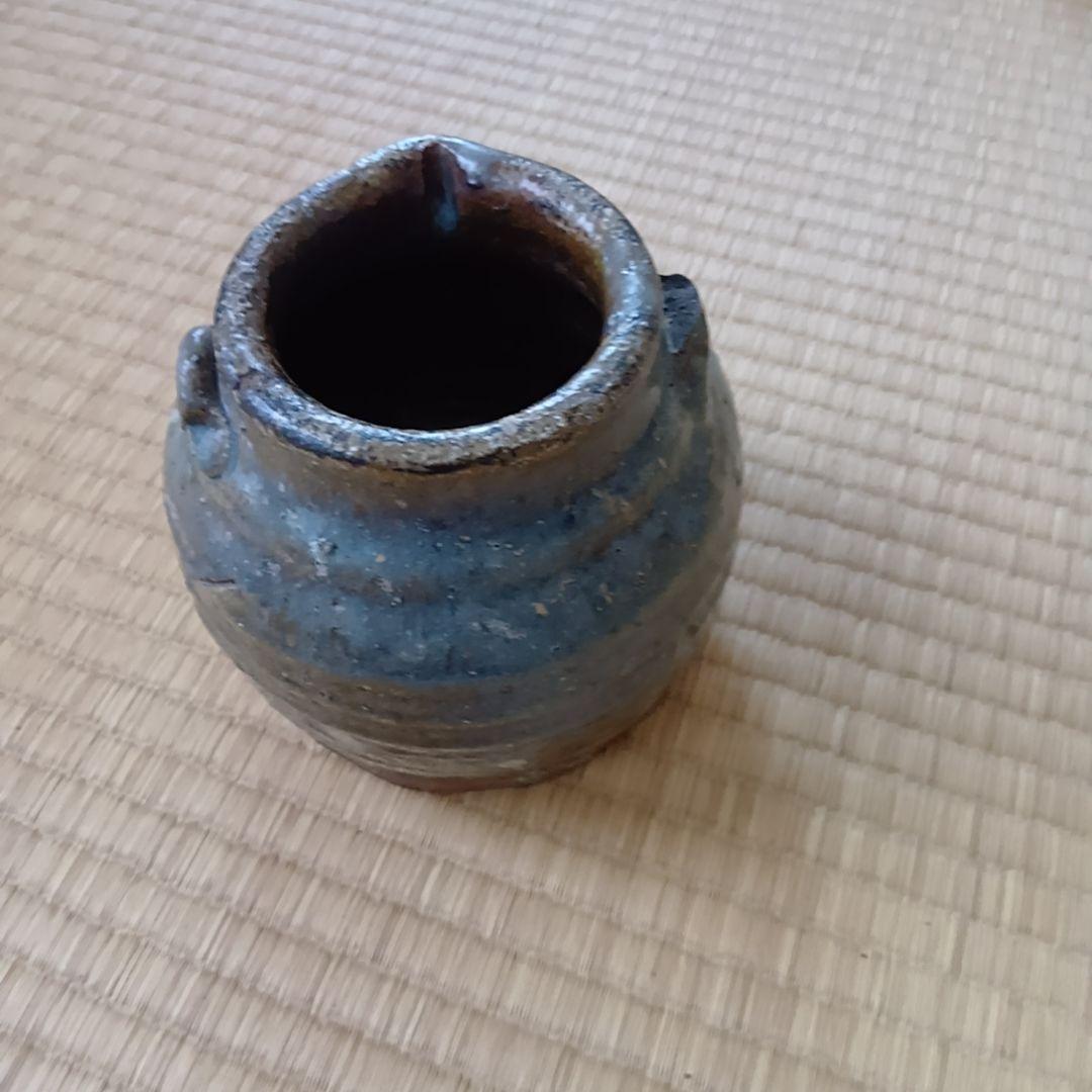 骨董品 古瀬戸風 小壺 油壺 耳付 古陶器 茶道具 アンティーク 片口壺