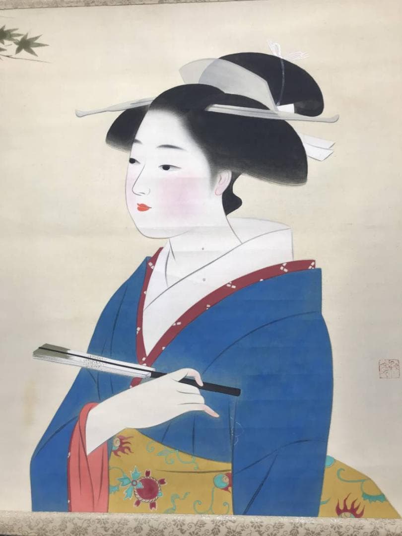 【真作】堤利彦/美人画/美人図/掛軸/名家伝来/AC-29