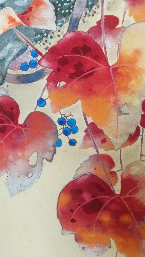 戸田北遙 蔦に小禽 キツツキ 啄木鳥 絹本肉筆掛軸 共箱 師翠嶂