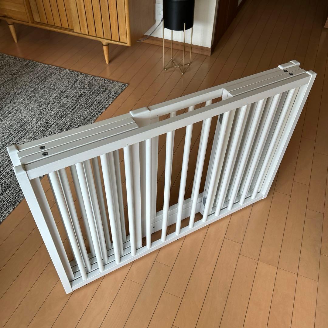 石崎家具 木製ワンタッチペットサークル ホワイトS 犬用ケージ 天然木 日本製