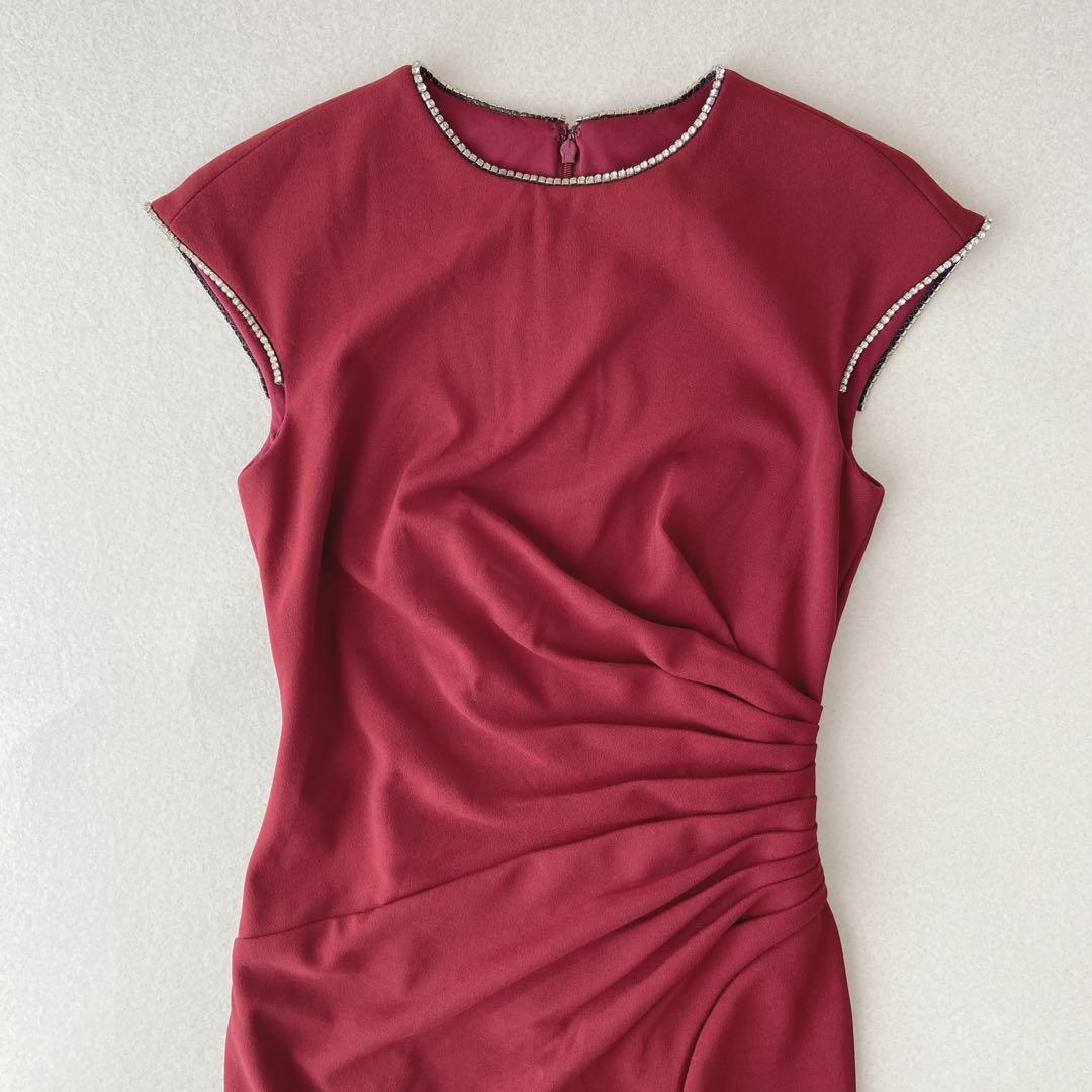 TADASHI SHOJI タダシショージ　ワインレッドタイトドレス　2020年