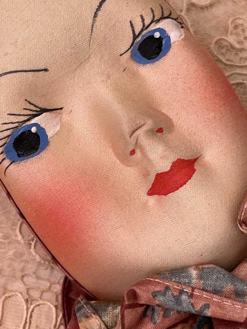 アンティーク/ヴィンテージブドワール ドール 布バッグ壁掛け装飾検）ビスクドール