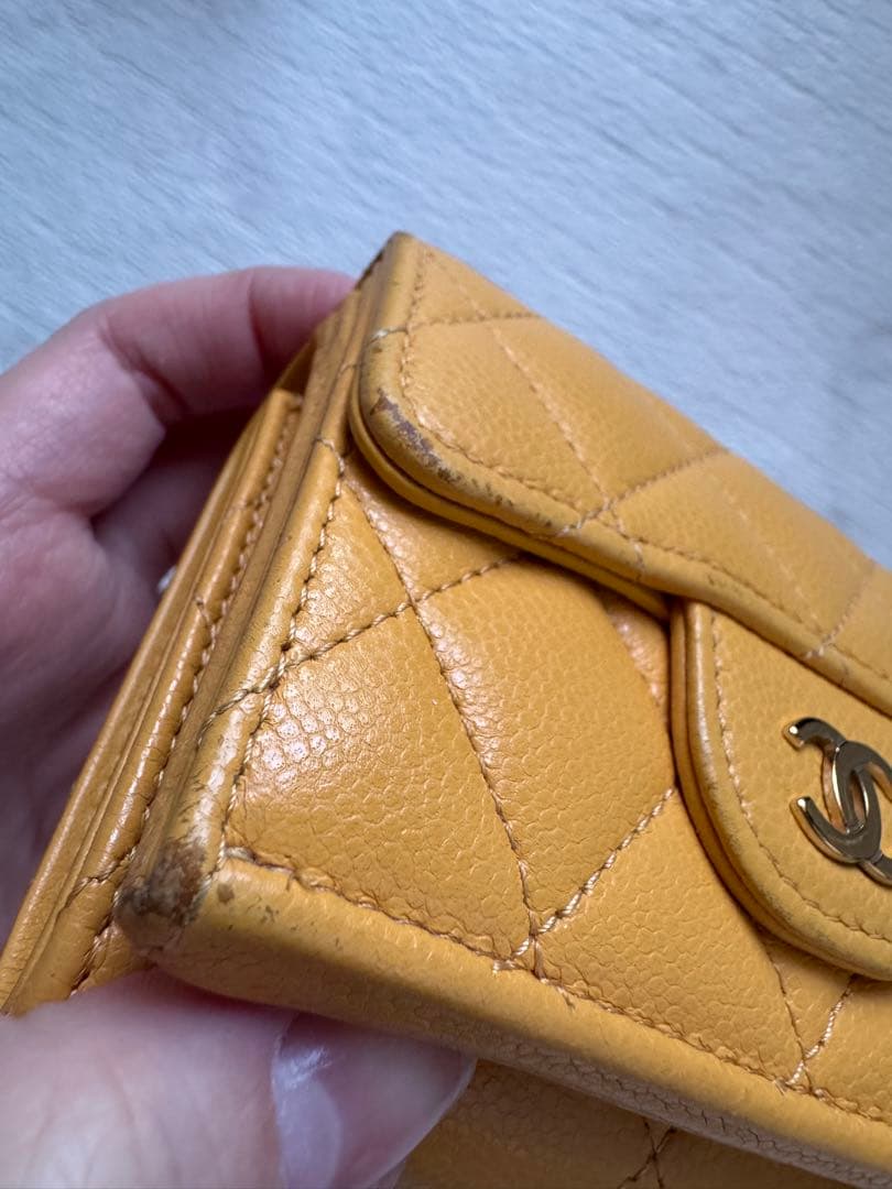 テ*ド様 CHANEL 三つ折り財布 イエロー キルティング