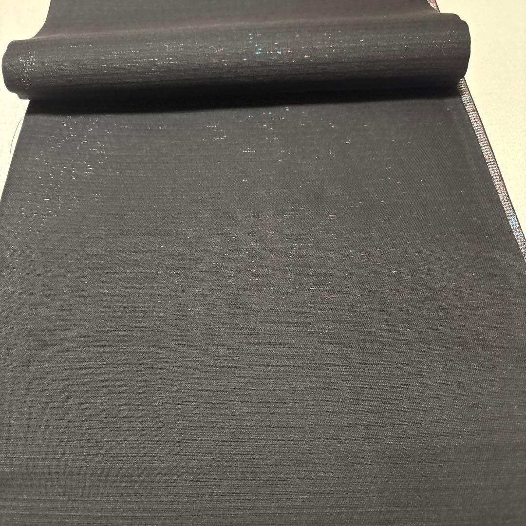 紋袋帯 IA52 黒とグレーの波模様