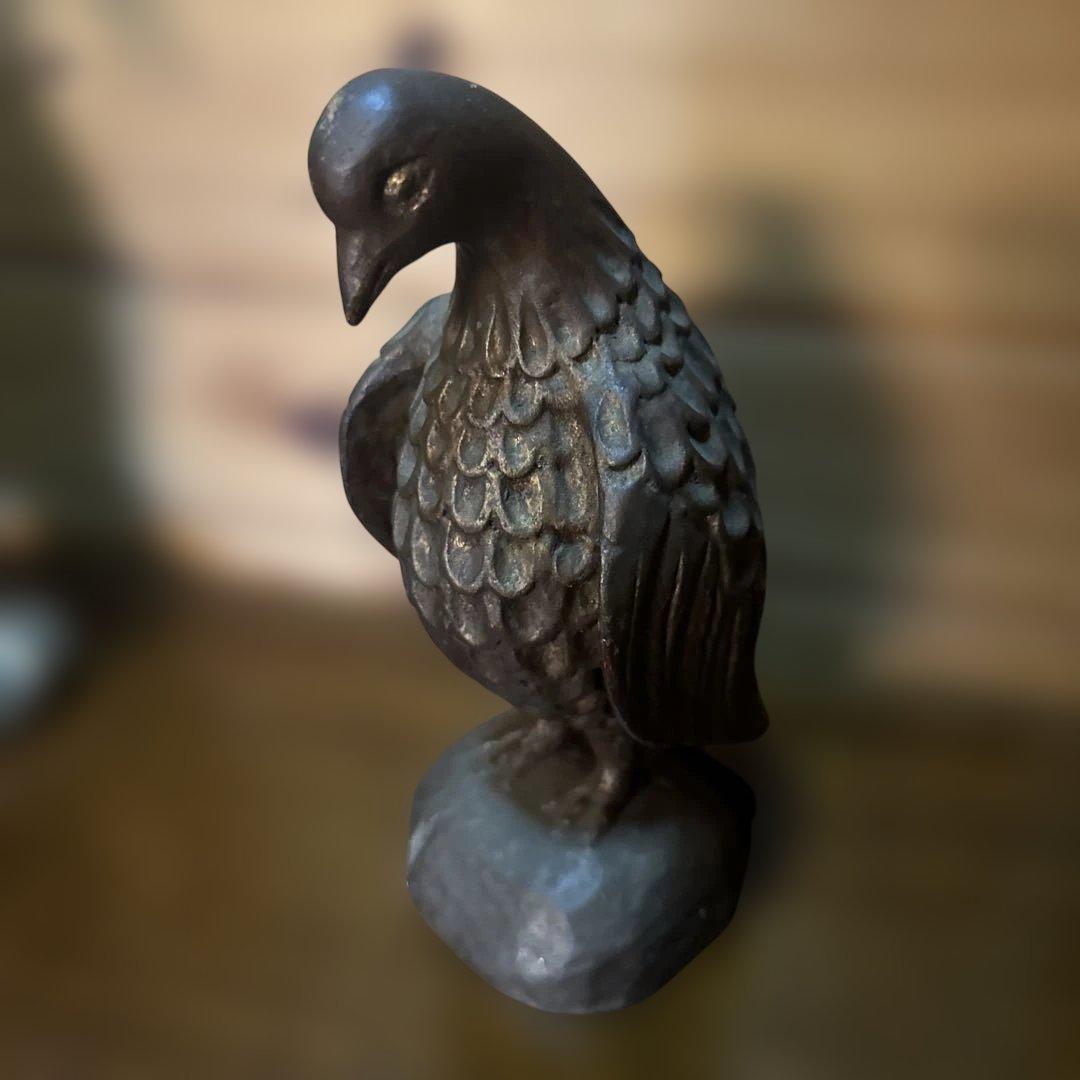 ヴィンテージ　木製 鳥の彫刻 ダークブラウン