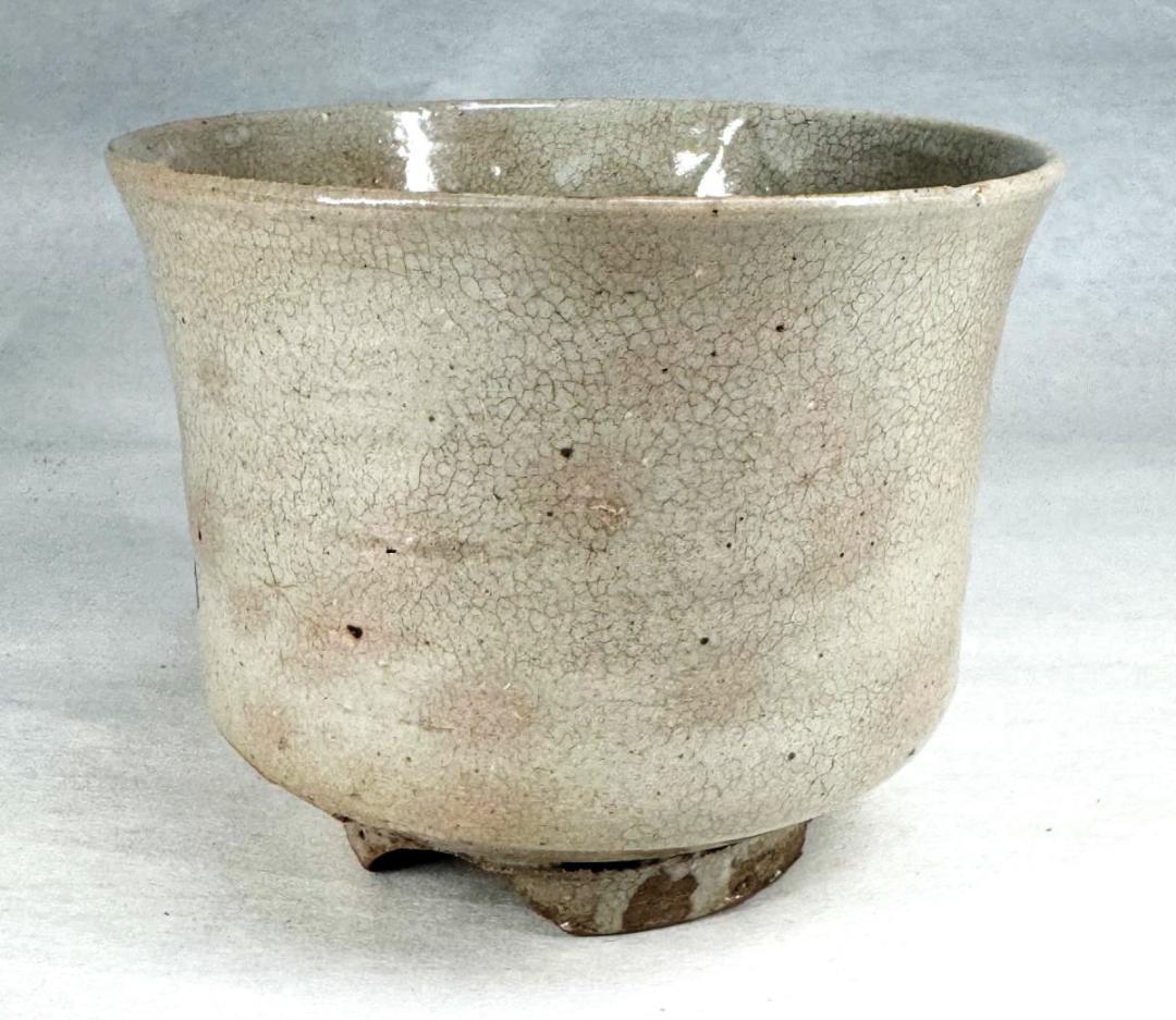 江戸時代 御本立鶴文割高台茶碗 茶器 箱付 骨董 古美術 文化財 WWTT030