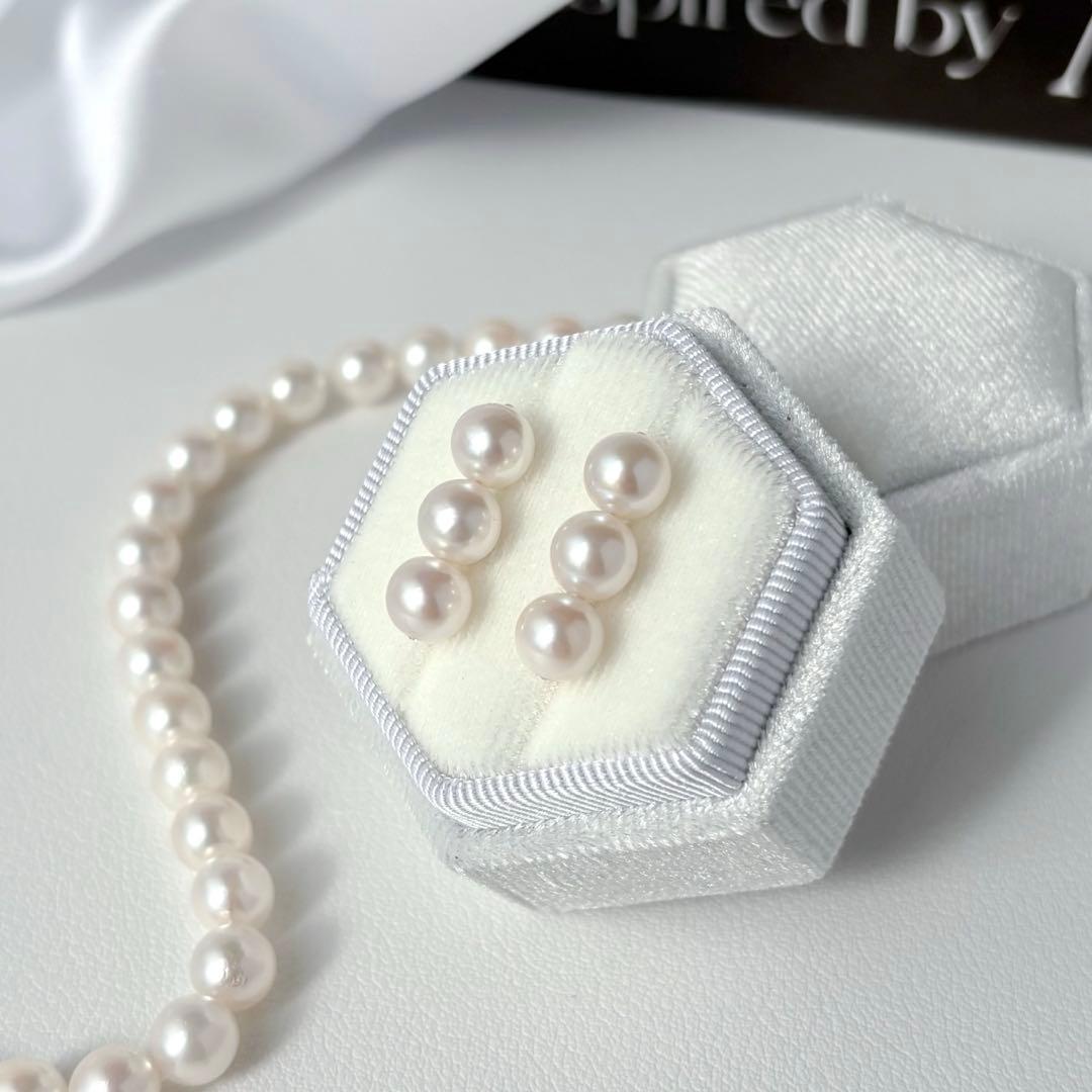 あこや真珠ピアス　３連ピアス　14kgf No.6