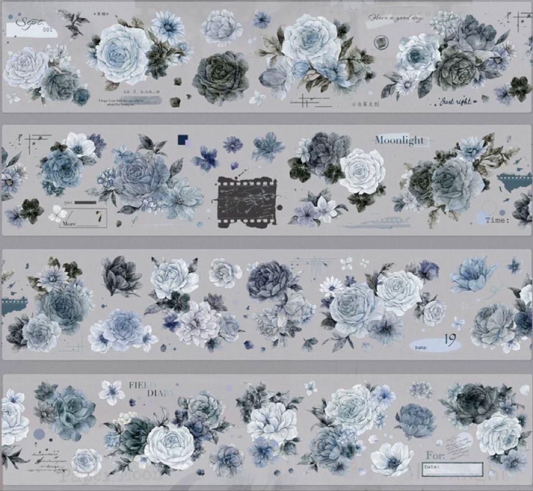 贝壳光 6cm×6m 岚烟 海外マスキングテープ 海外マステ　花