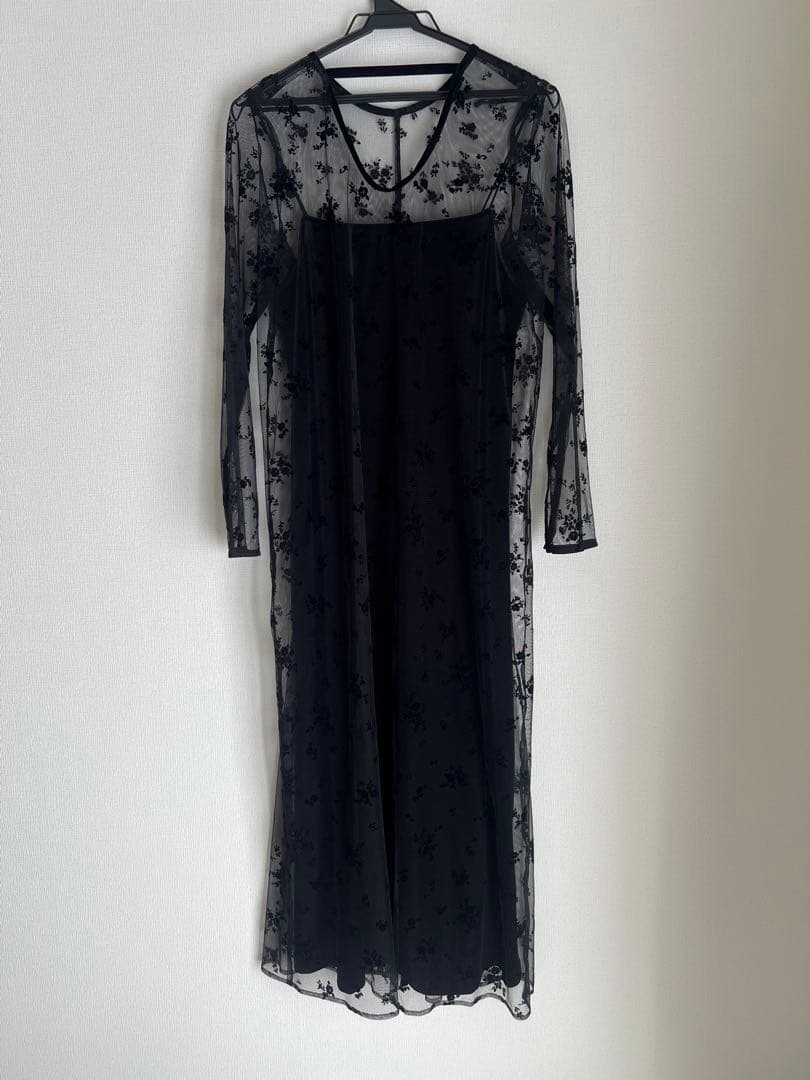 kaene:フロッキー レース ポリエステルベロア 2WAY ドレス／SHIPS