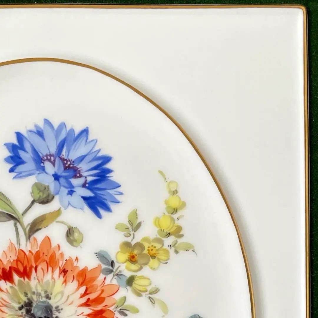 ＊額装五つ花プレート＊額３４cm×３１cm・画１８cm×１５cm・Meissen