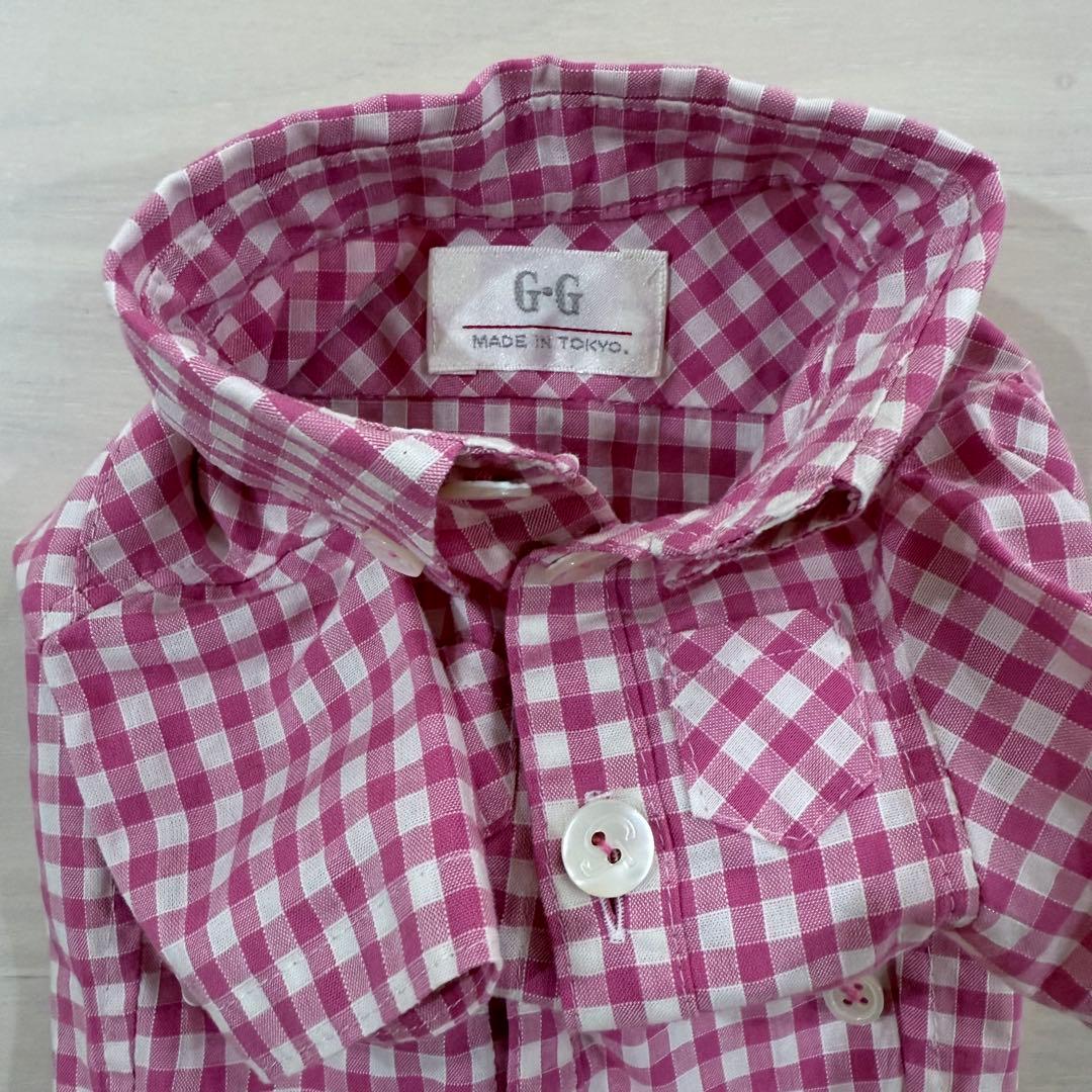 アトリエGG ギンガムチェックシャツ　１ハーフ　ピンク