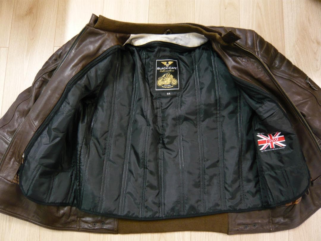 BLACK CAFE LONDON XL 3Lレザー ライダース ジャケット
