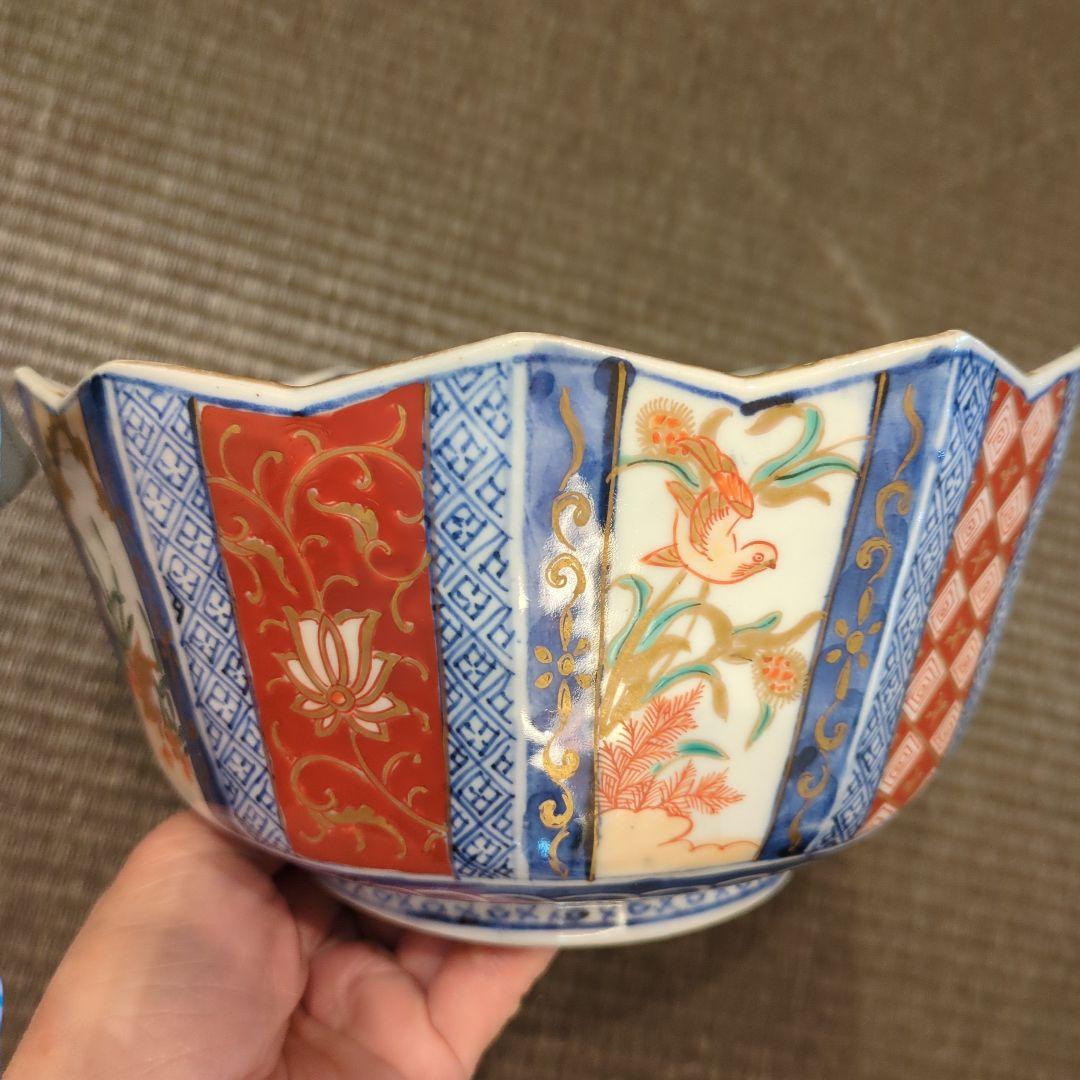 古伊万里焼 色絵 金彩 鉢 盛鉢 十角