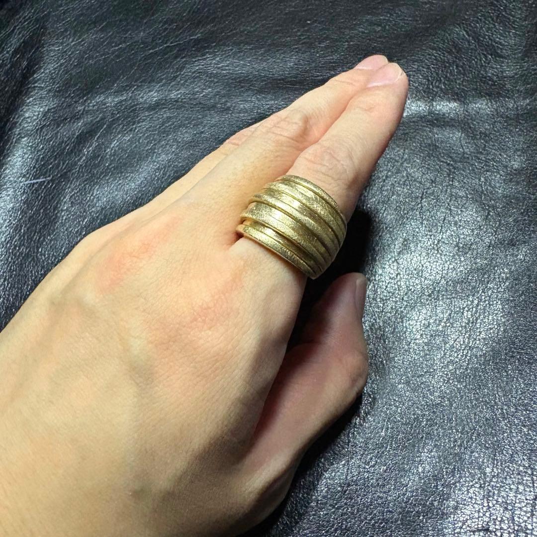 アクセサリー Vintage Silver Gold Wide Step Ring 925