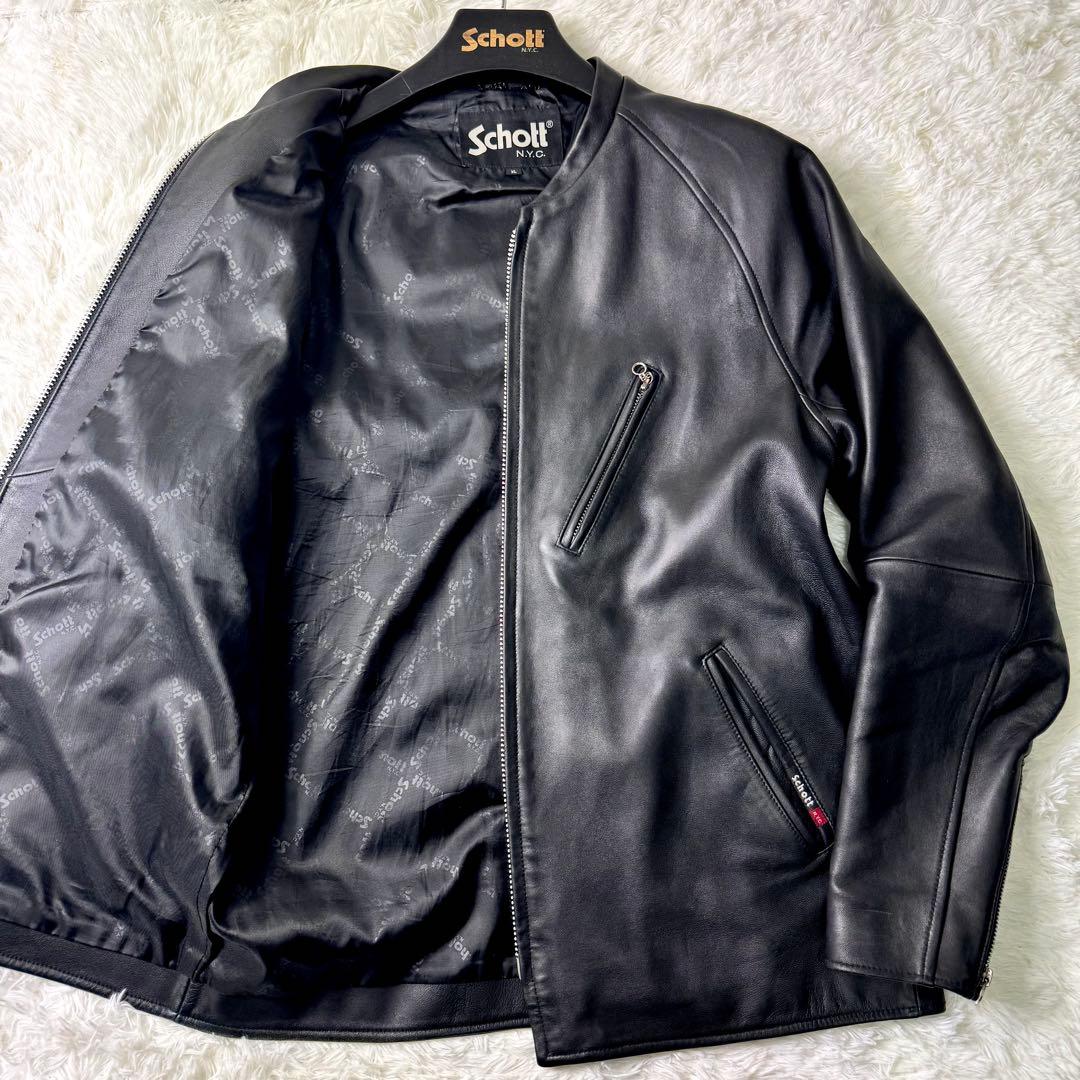 美品/希少✨schott ライダースジャケット　シングル　羊革　ブラック　XL