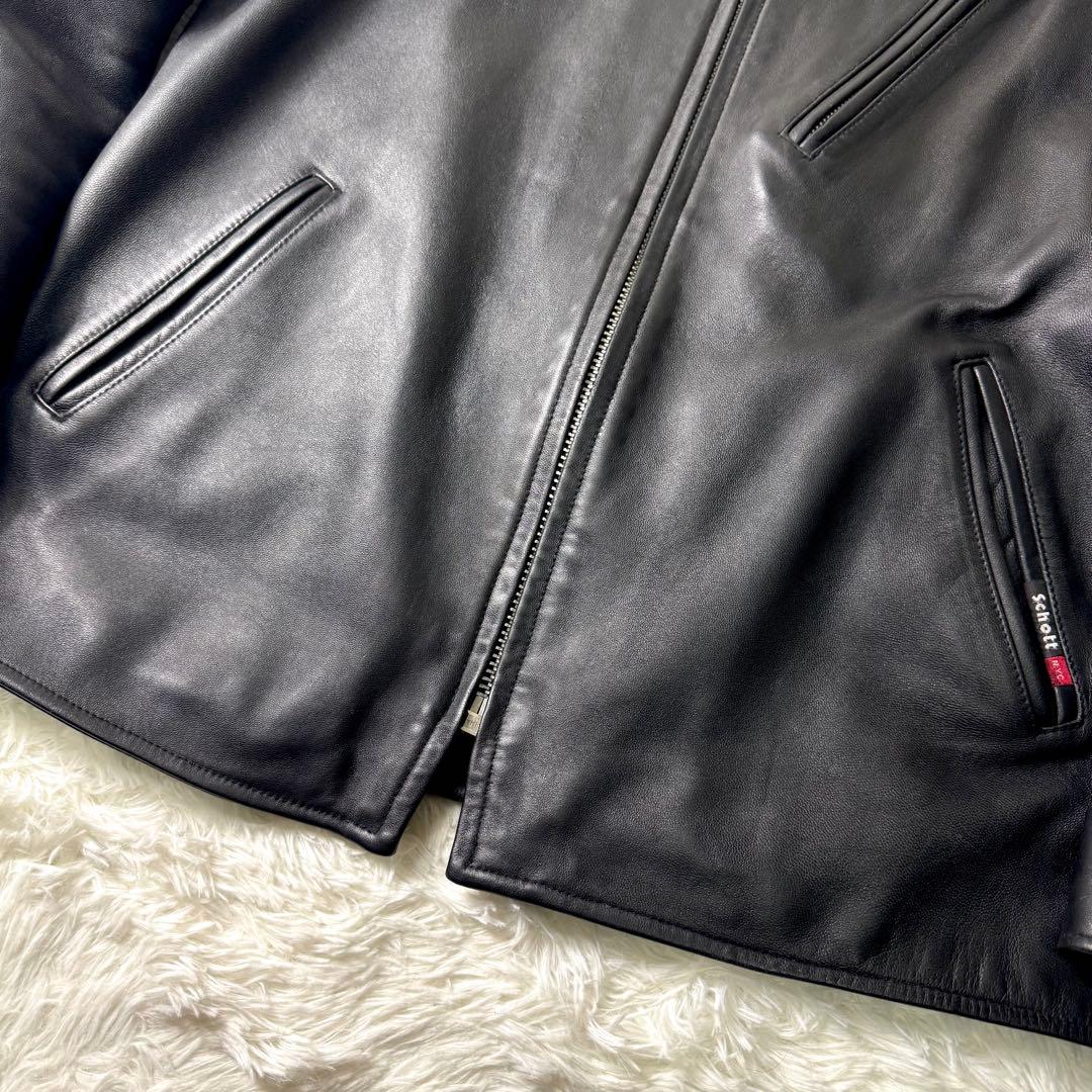 美品/希少✨schott ライダースジャケット　シングル　羊革　ブラック　XL