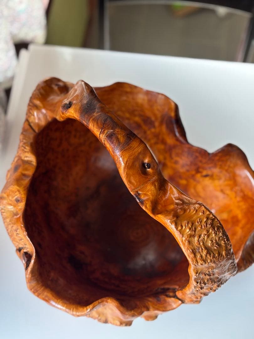 ヴィンテージ　天然木　くり抜き　カゴ　切り株 バスケット カゴ 職人　工芸品　大