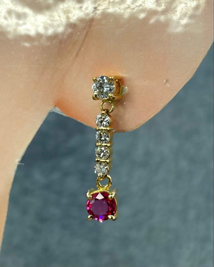 専用JL205★高級 ピンクサファイア0.38ct D K18 ピアス ソ付