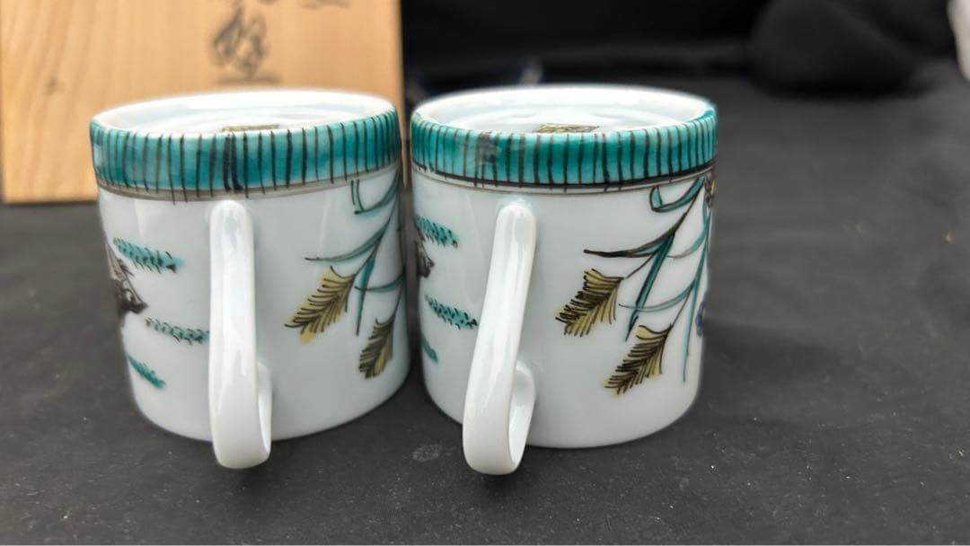 九谷焼　堀江青光　珈琲盌　カップ＆ソーサー ペア　栞共箱付き