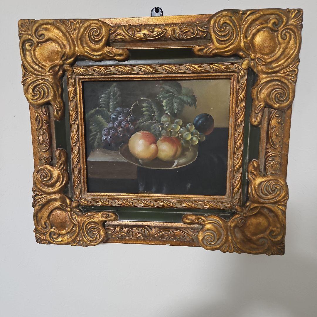 果物の静物画 金色フレーム付き肉筆です作者不明