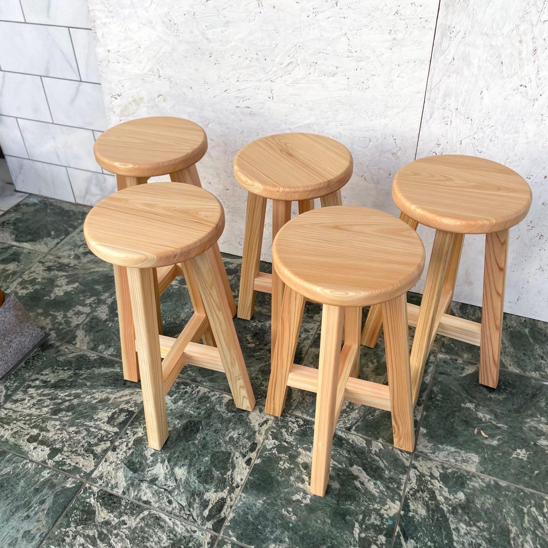TORA　国産ひのき　丸椅子　木製スツール