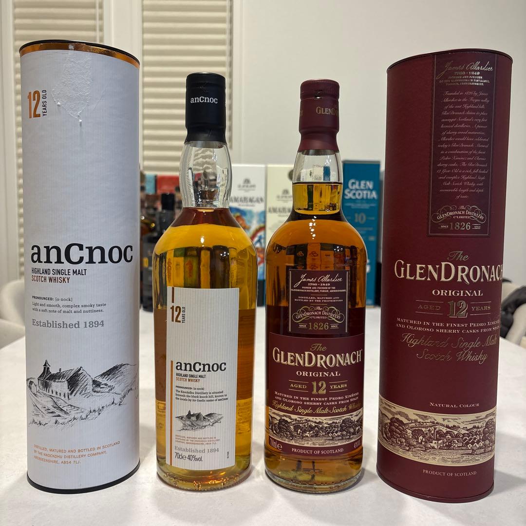 アンノック12年　& グレンドロナック12年シングルモルトウイスキー　2本セット