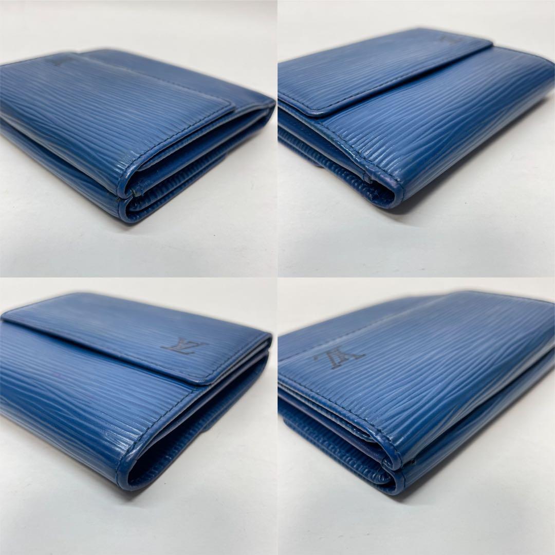 2959 ルイヴィトン エピ ブルー 三つ折り財布 エリーズ