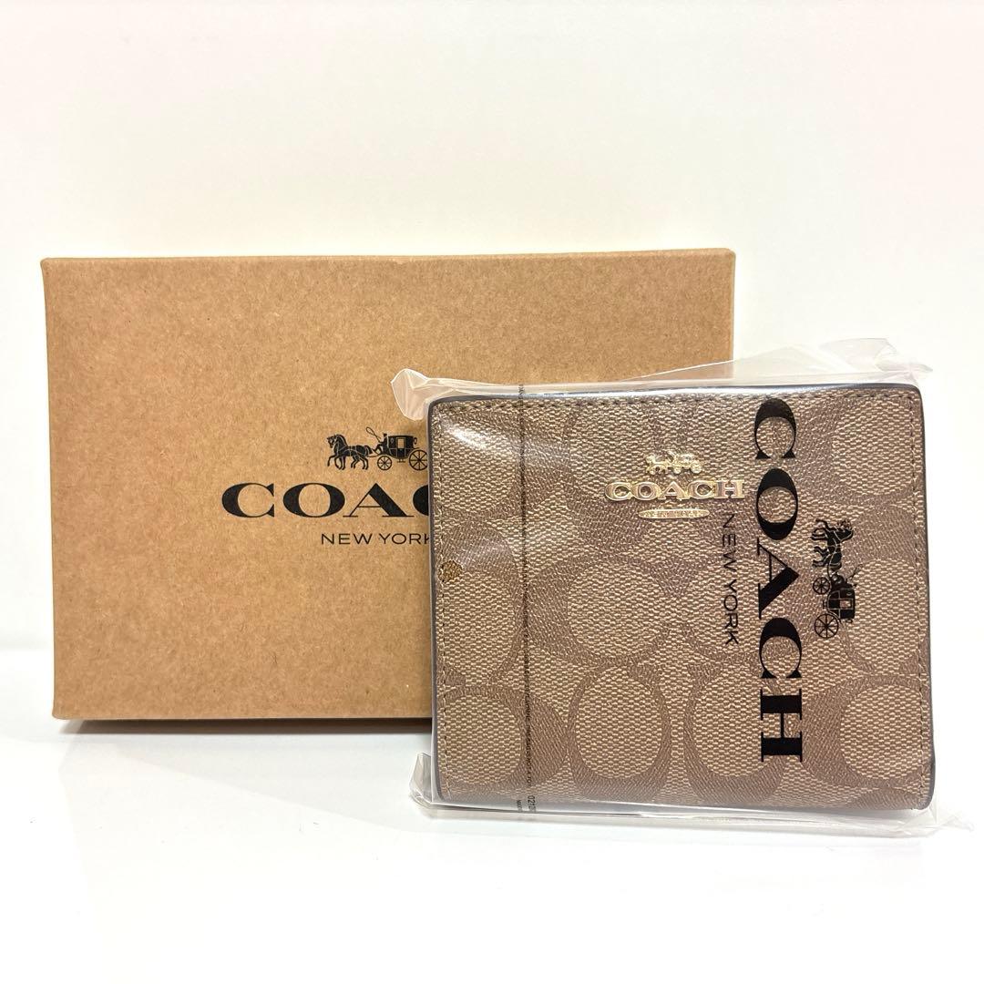 ✨新品未使用✨COACH コーチ 二つ折り 財布 ブラウン