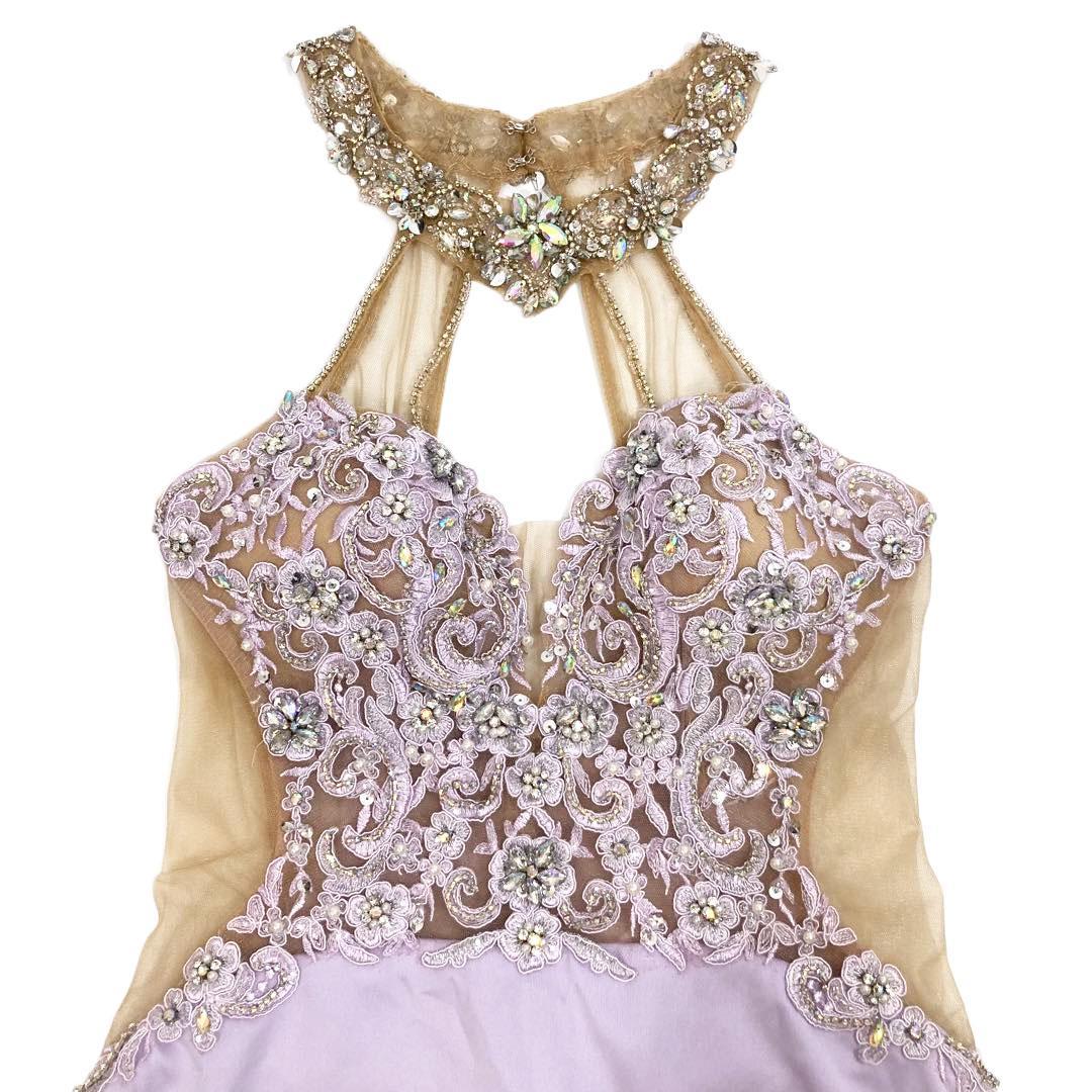 AngelR エンジェルアール アッパーフラワーレースデコルテビジューミニドレス