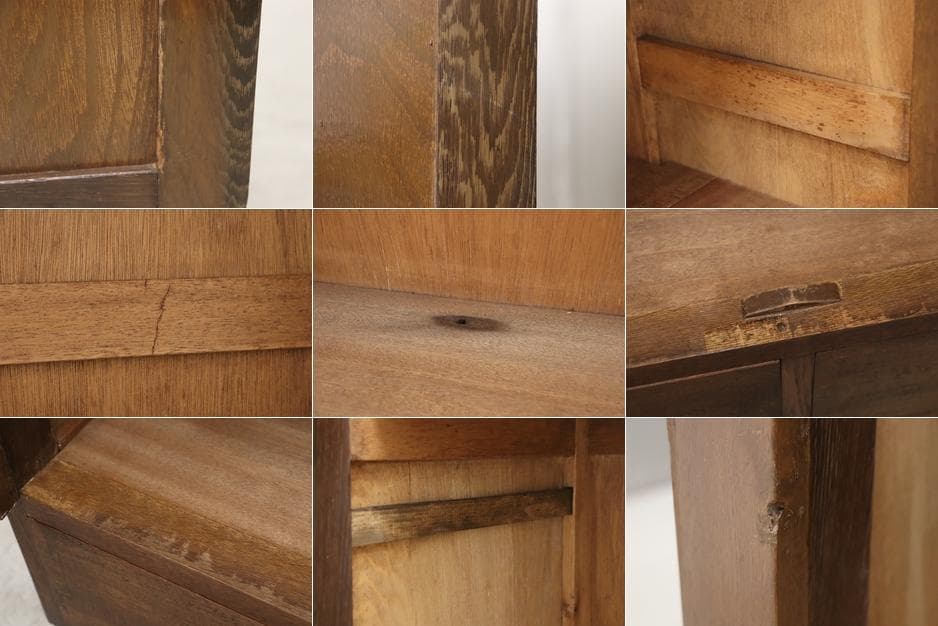 ※いのうえ レトロ オーク材 本箱 食器棚 書庫 戸棚 収納 キャビネット