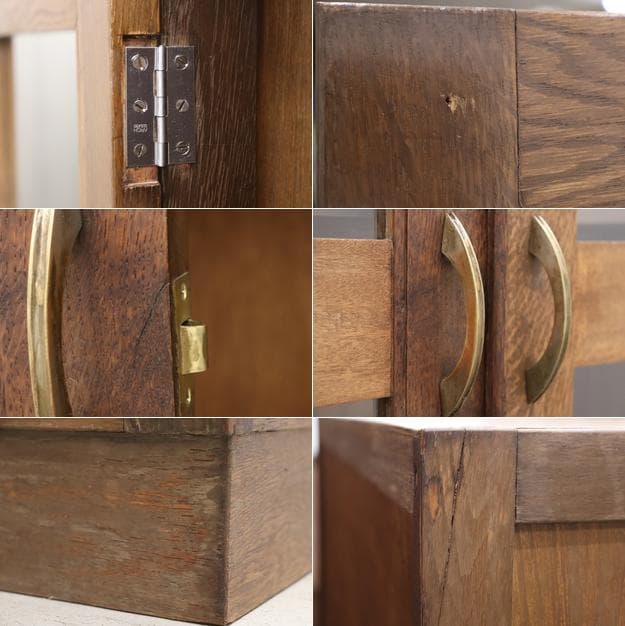 ※いのうえ レトロ オーク材 本箱 食器棚 書庫 戸棚 収納 キャビネット