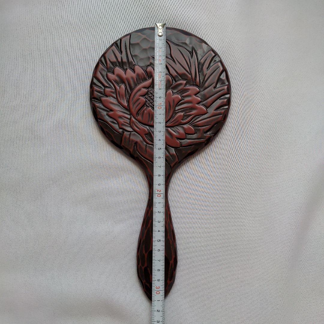 高級鎌倉彫　漆塗り 花柄 てかがみ 未使用品