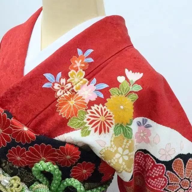 Y2698◇美品 正絹 金駒刺繡 手縫い 成人式 トール・ワイド 振袖 着物