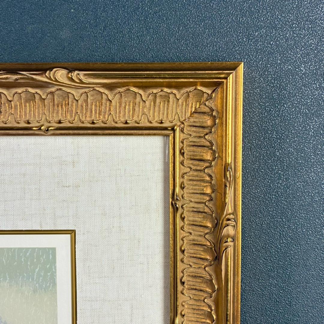 美品 西村龍介「静日」リトグラフ 直筆サイン・印章入り 豪華額装 古城シリーズ