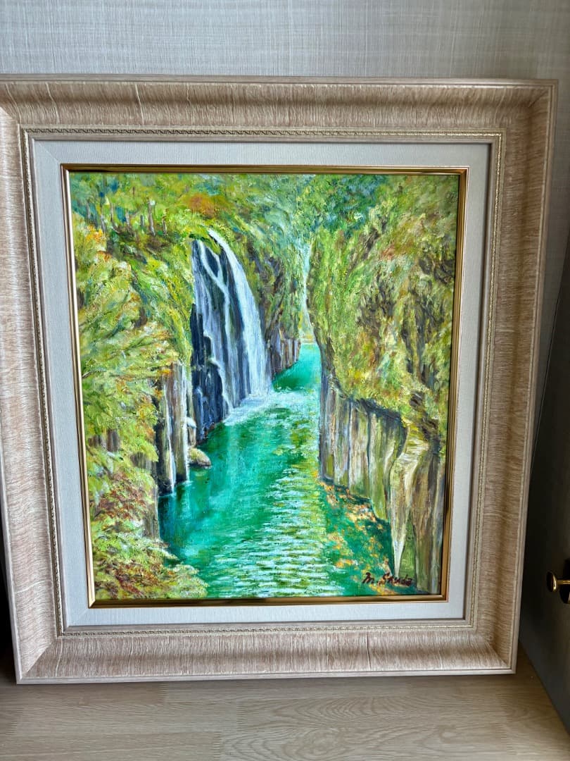 油彩原画　『高千穂峡』　F10号キャンバス　額装品