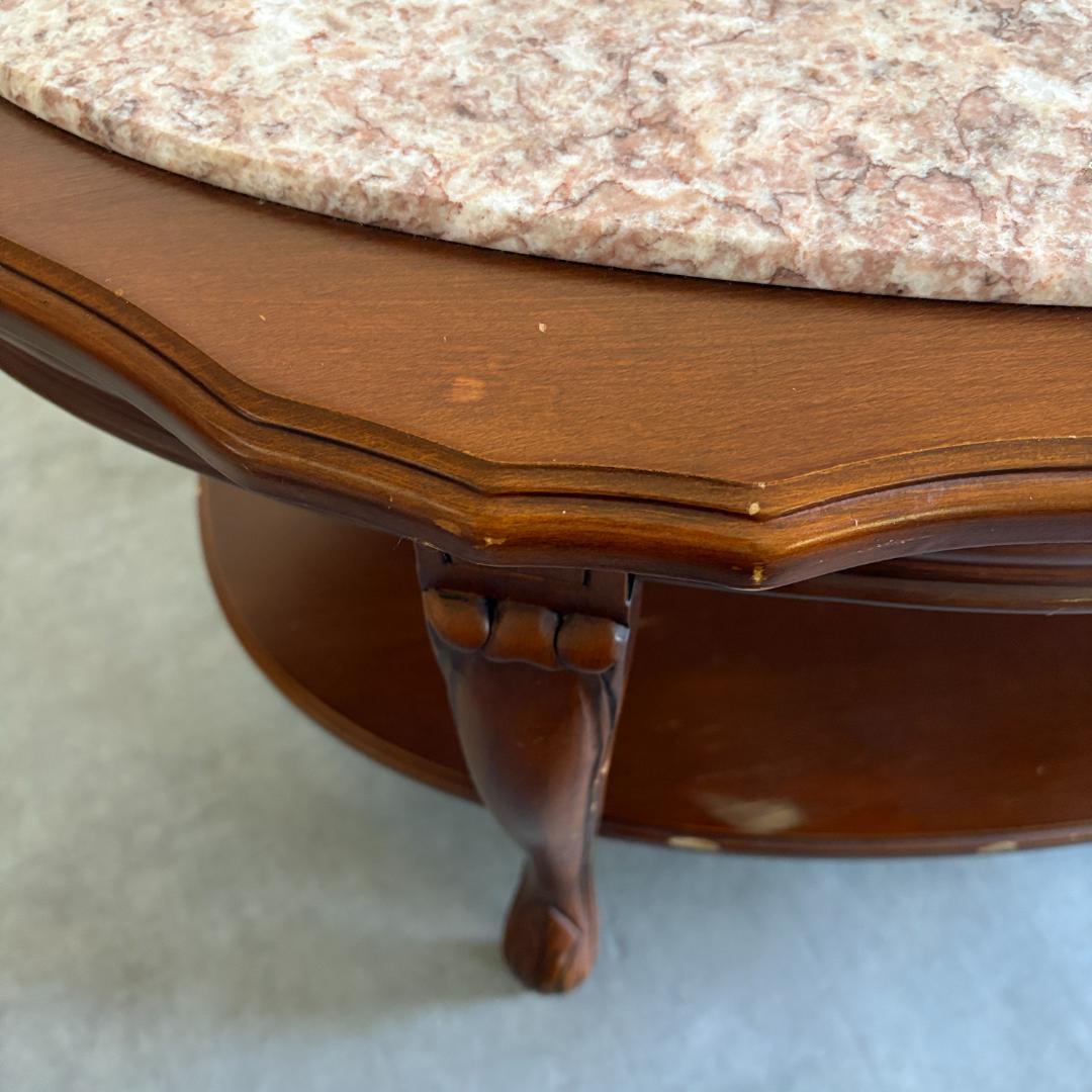 ロココ調 猫脚×大理石風天板 センターテーブル