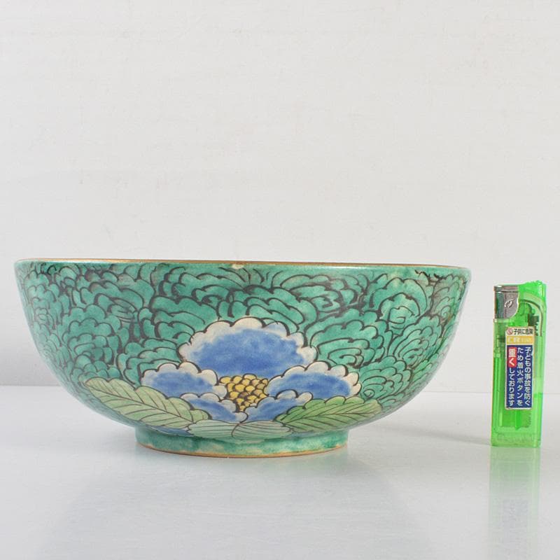 えびいち　庄三造　赤絵　花鶴人物文　菓子器　鉢　時代箱付　V　R6788F