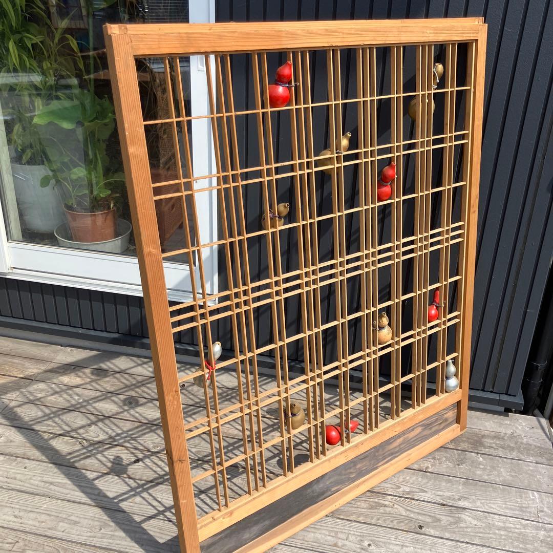 アンティーク建具 組子細工格子 透かし建具 襖 骨董品 欄間 みやび格子 瓢箪