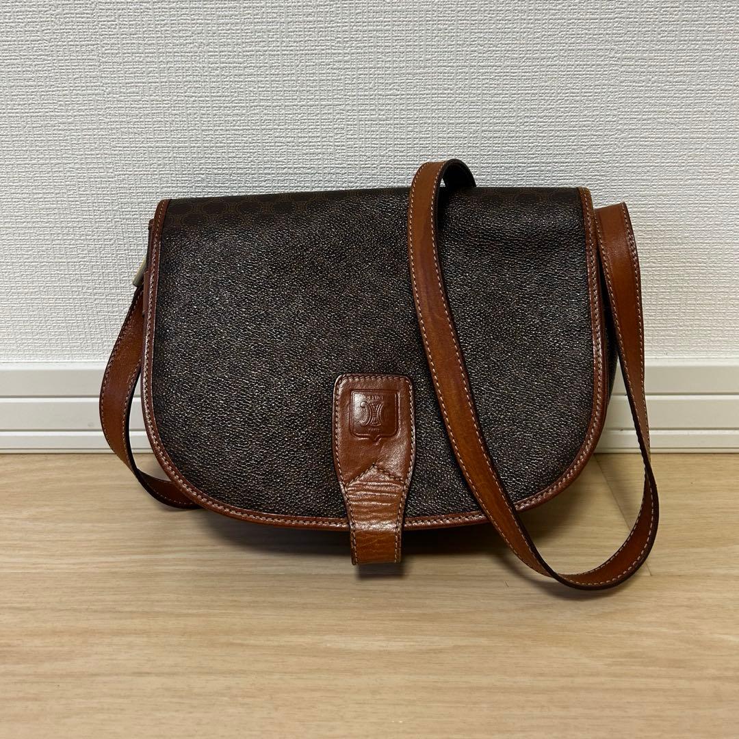 美品✨CELINE マカダム　セリーヌ ショルダーバッグ　茶/7