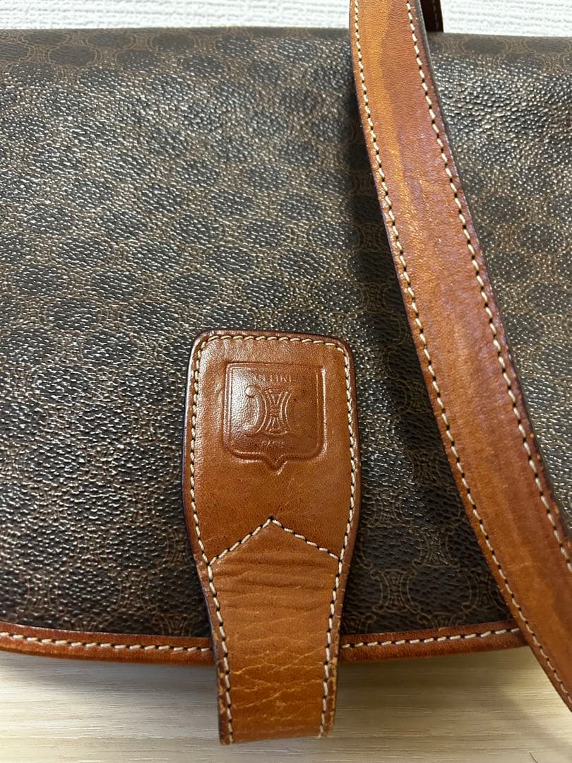 美品✨CELINE マカダム　セリーヌ ショルダーバッグ　茶/7