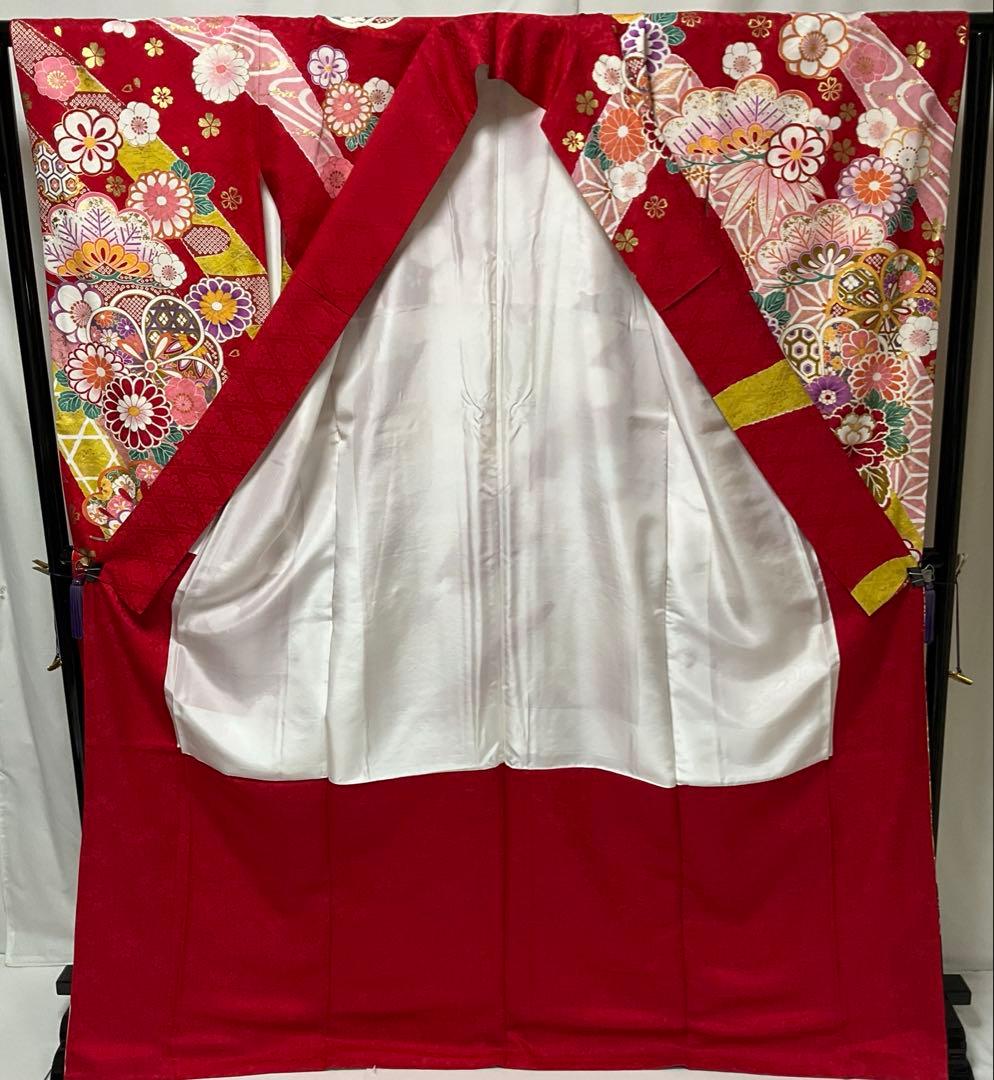 ※C31正絹　振袖　金駒刺繍　金箔　トールサイズ　極美品　着物