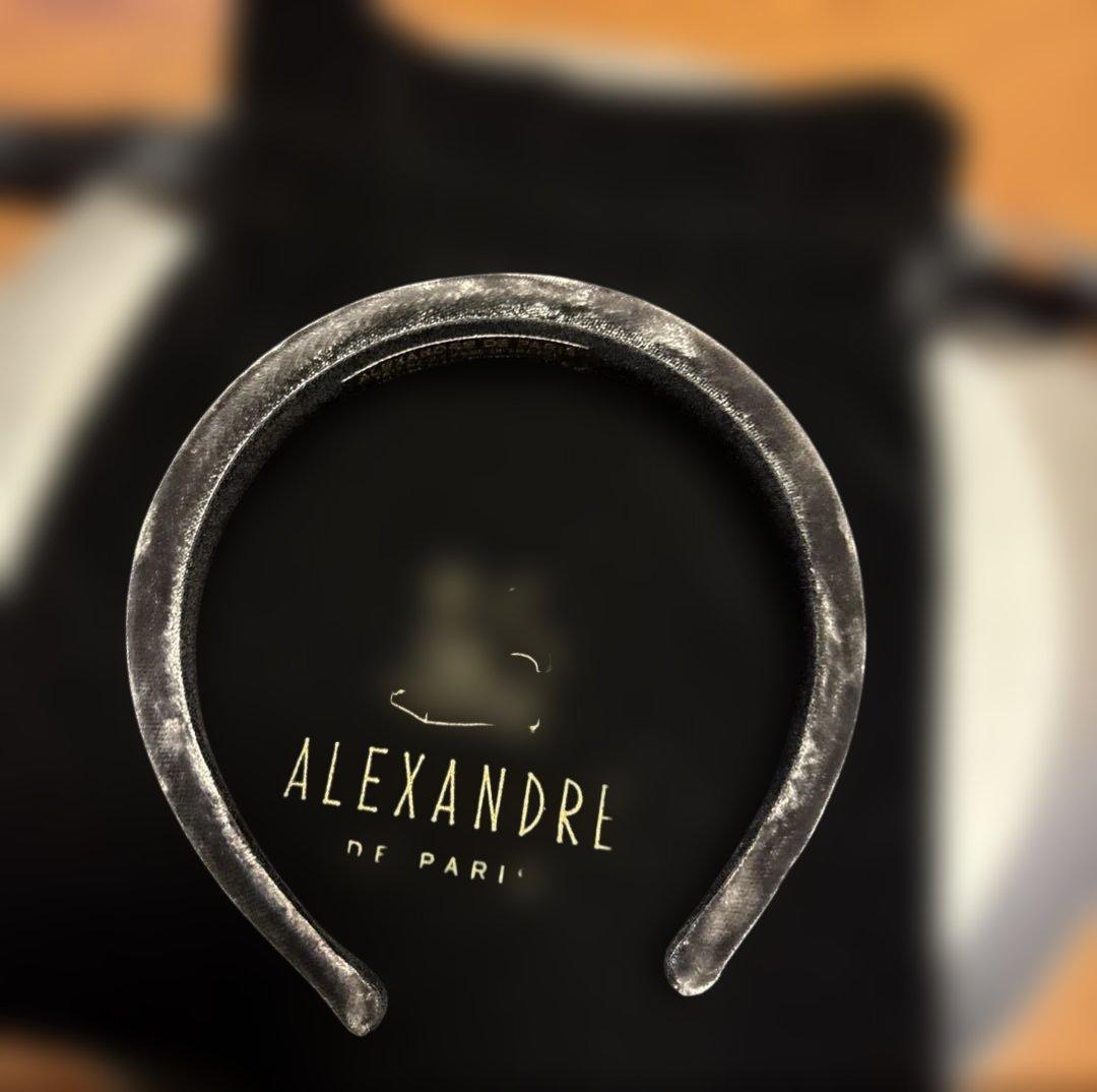 ALEXANDRE DE PARIS ベロアカチューシャ　グレー