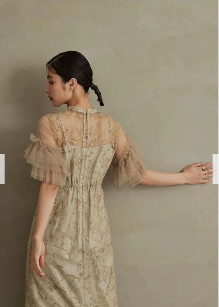 【ANDRESD, niana】スパンコール刺繍レースドレス S