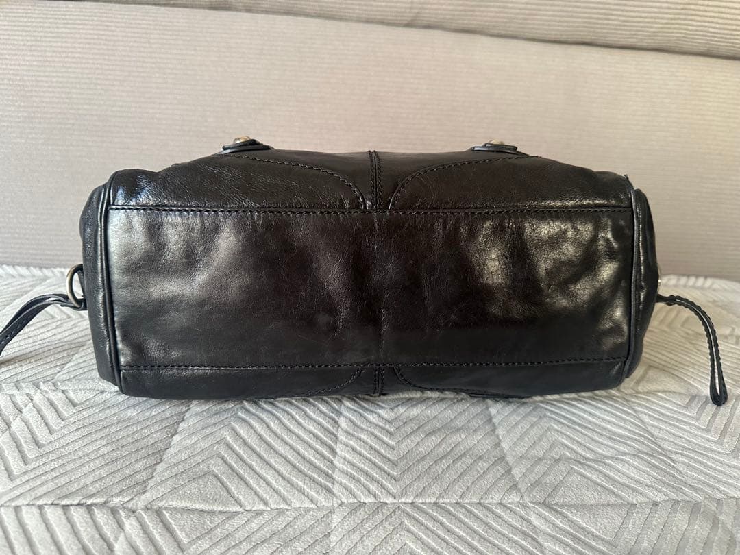 美品 フランチェスコビアジア 編み込みハンドル オールレザーバッグ 黒