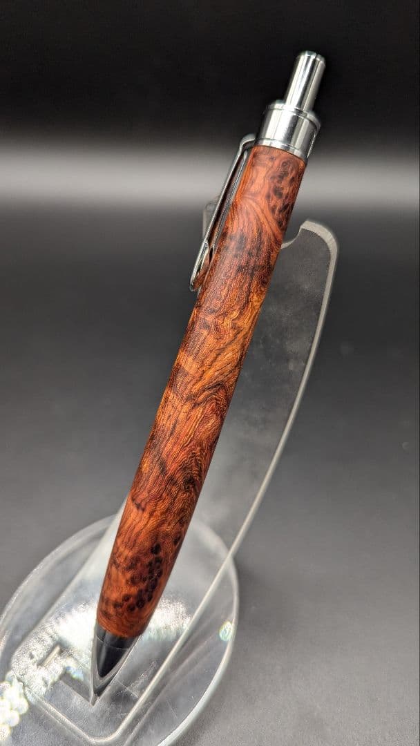 209ペン工房翌檜　サイアミーズローズウッド　瘤杢　木軸シャーペン　ボールペン