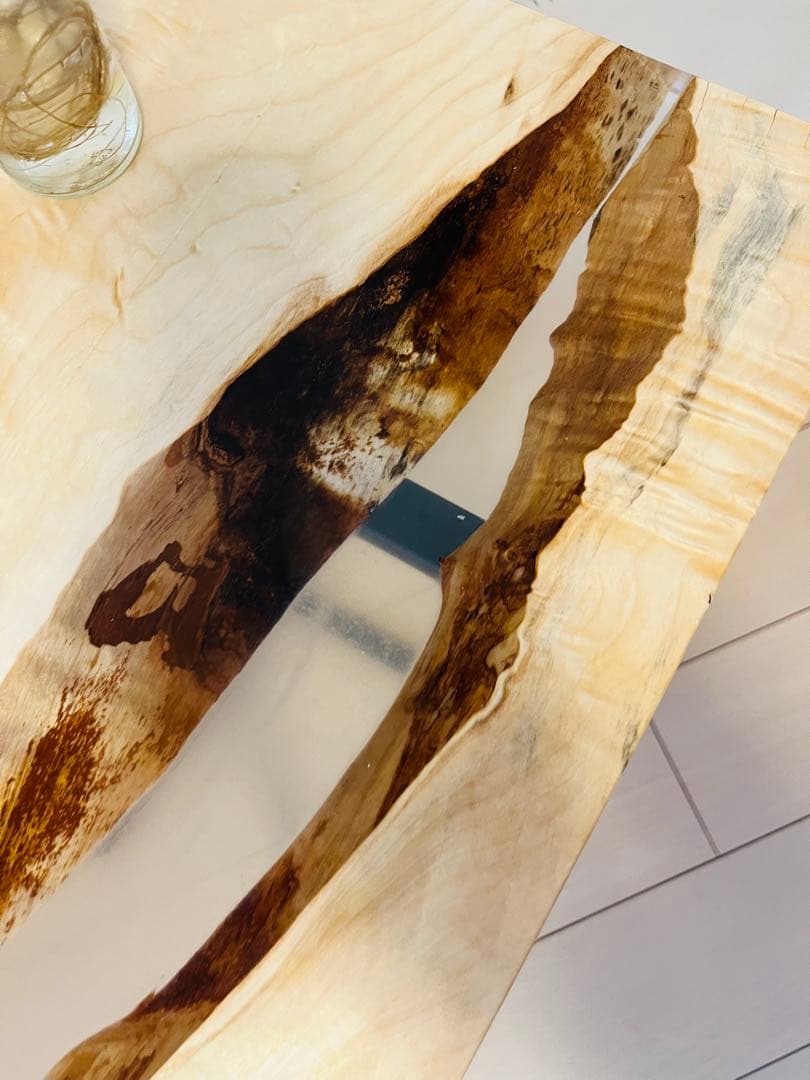 サイドテーブル　レジンテーブル　ソファテーブル　リバーテーブル　栃