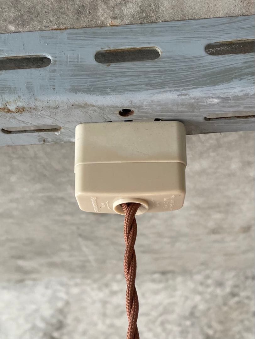 59. 40’s フランスアンティーク　古民家 ガラスシェードペンダントランプ