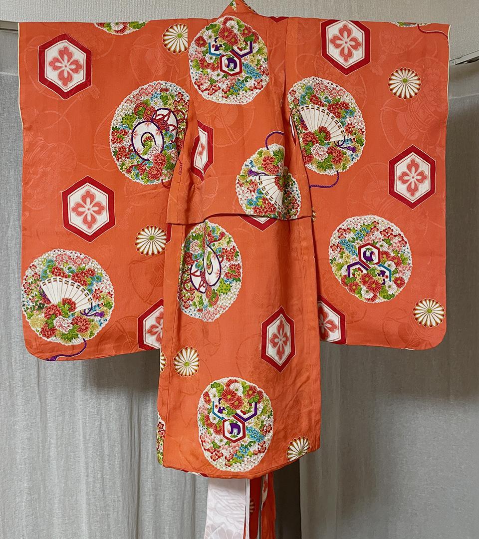 七五三 3歳 女の子 子供 アンティーク 着物 正絹 被布 セット