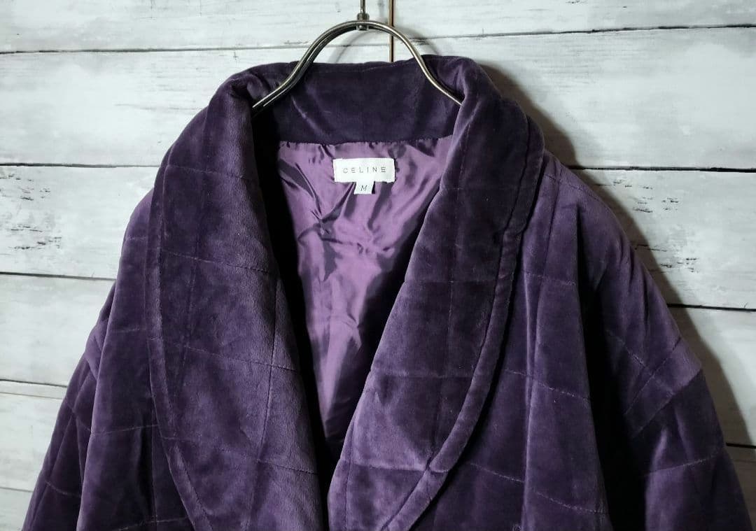 新品未使用品 CELINEセリーヌ ロングチェスターコート ベロア生地 刺繍ロゴ