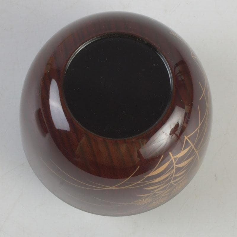 茶道具　田中宗凌作　欅溜塗　螺鈿装飾　虫に秋草蒔絵　中棗　共箱　V　9773